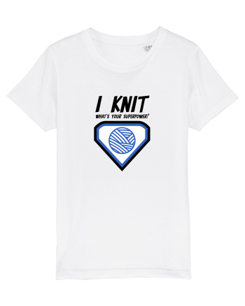 I Knit (what's your superpower) albastru White
