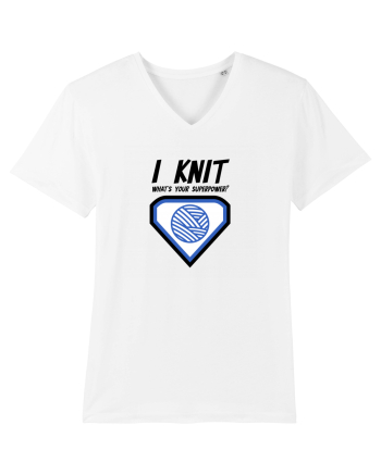 I Knit (what's your superpower) albastru White