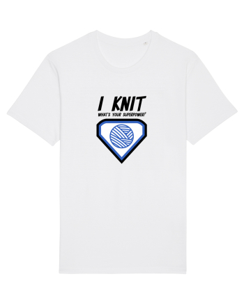 I Knit (what's your superpower) albastru White