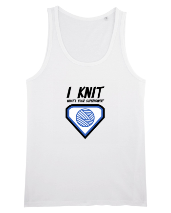 I Knit (what's your superpower) albastru White