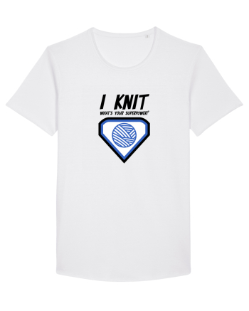 I Knit (what's your superpower) albastru White