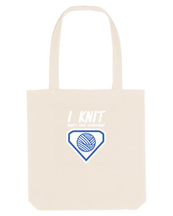 I Knit (what's your superpower) albastru si alb Natural