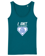 I Knit (what's your superpower) albastru si alb Maiou Damă Dreamer