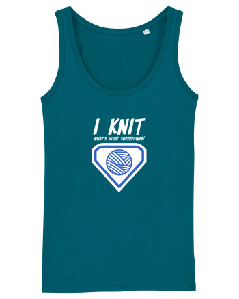 I Knit (what's your superpower) albastru si alb Ocean Depth