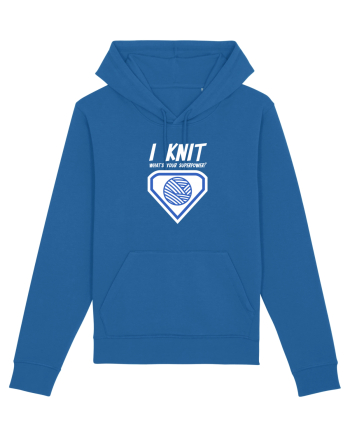 I Knit (what's your superpower) albastru si alb Royal Blue