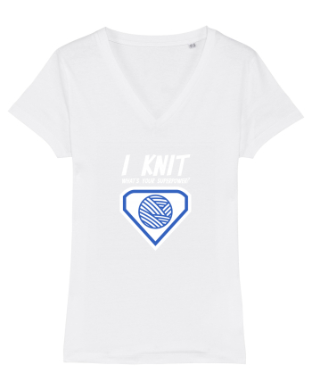 I Knit (what's your superpower) albastru si alb White