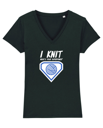 I Knit (what's your superpower) albastru si alb Black