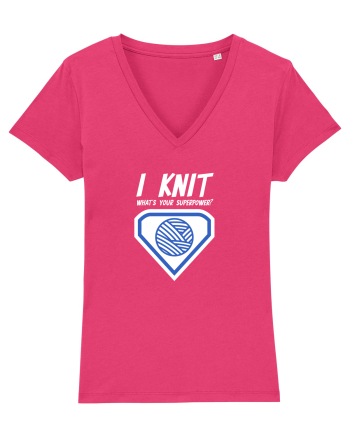 I Knit (what's your superpower) albastru si alb Raspberry