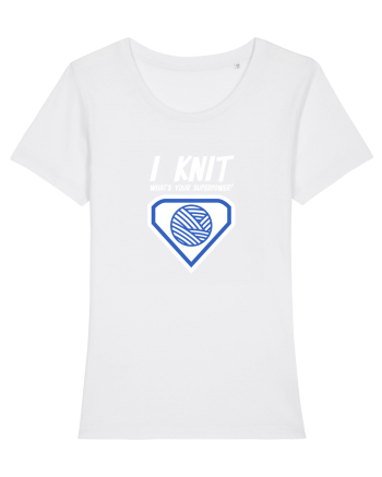 I Knit (what's your superpower) albastru si alb White