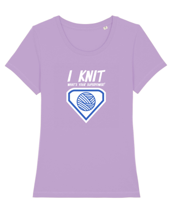 I Knit (what's your superpower) albastru si alb Lavender Dawn