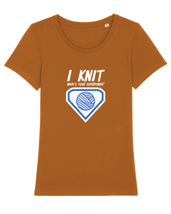 I Knit (what's your superpower) albastru si alb Roasted Orange