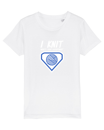 I Knit (what's your superpower) albastru si alb White