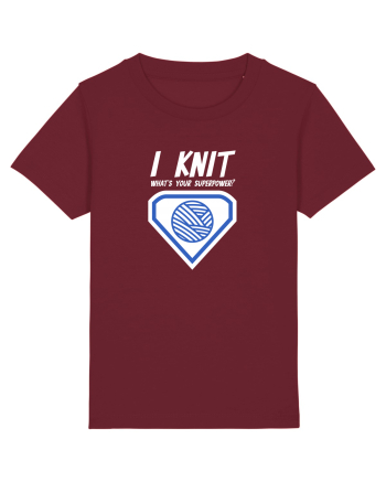 I Knit (what's your superpower) albastru si alb Burgundy