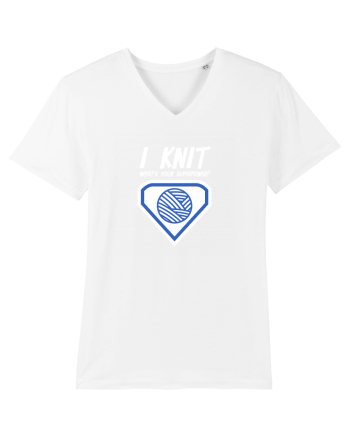 I Knit (what's your superpower) albastru si alb White