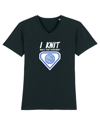 I Knit (what's your superpower) albastru si alb Black