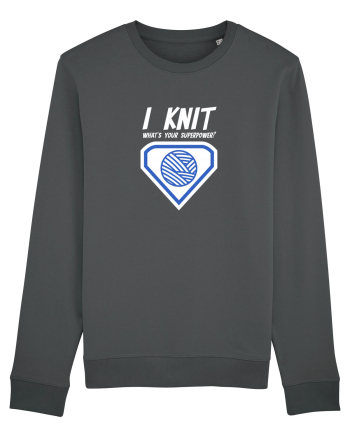 I Knit (what's your superpower) albastru si alb Anthracite