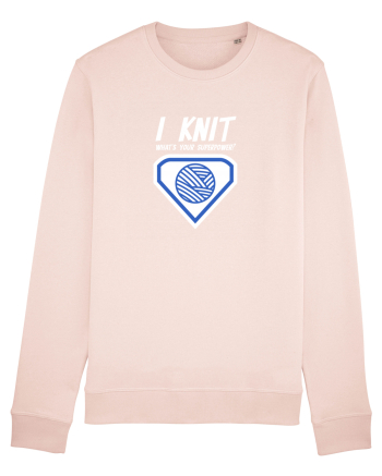I Knit (what's your superpower) albastru si alb Candy Pink