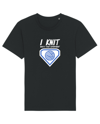 I Knit (what's your superpower) albastru si alb Black