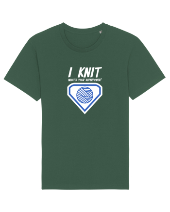 I Knit (what's your superpower) albastru si alb Bottle Green