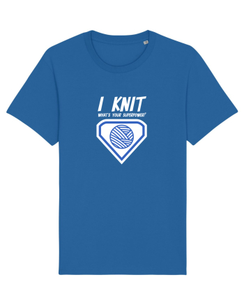 I Knit (what's your superpower) albastru si alb Royal Blue