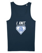 I Knit (what's your superpower) albastru si alb Maiou Bărbat Runs