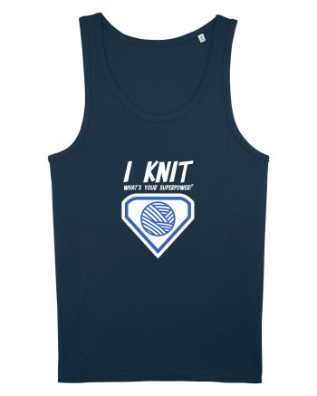 I Knit (what's your superpower) albastru si alb Navy