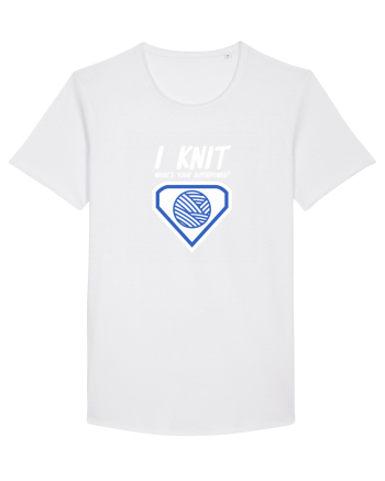 I Knit (what's your superpower) albastru si alb White