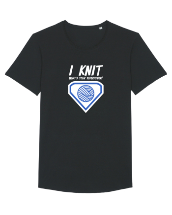 I Knit (what's your superpower) albastru si alb Black