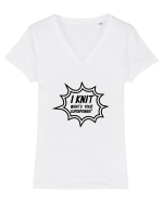 I Knit (what's your superpower) BANG Tricou mânecă scurtă guler V Damă Evoker