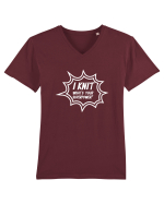 I Knit (what's your superpower) BANG alb Tricou mânecă scurtă guler V Bărbat Presenter