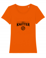 I am a Knitter Tricou mânecă scurtă guler larg fitted Damă Expresser