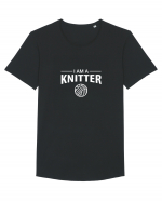I am a Knitter (alb) Tricou mânecă scurtă guler larg Bărbat Skater