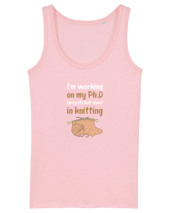 Ph.D in Knitting (doctorat în tricotat) alb Cotton Pink