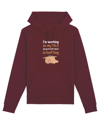 Ph.D in Knitting (doctorat în tricotat) alb Burgundy