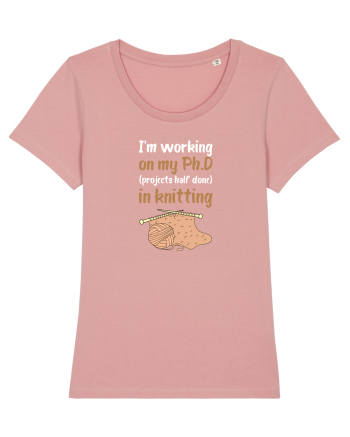 Ph.D in Knitting (doctorat în tricotat) alb Canyon Pink