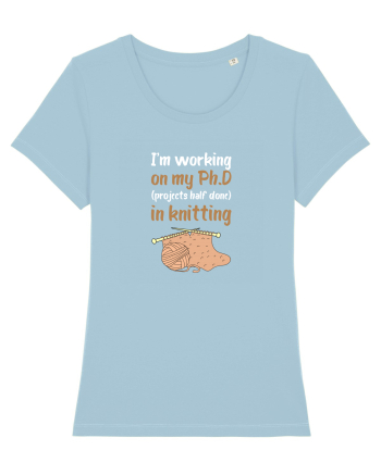 Ph.D in Knitting (doctorat în tricotat) alb Sky Blue