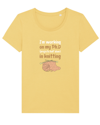 Ph.D in Knitting (doctorat în tricotat) alb Jojoba