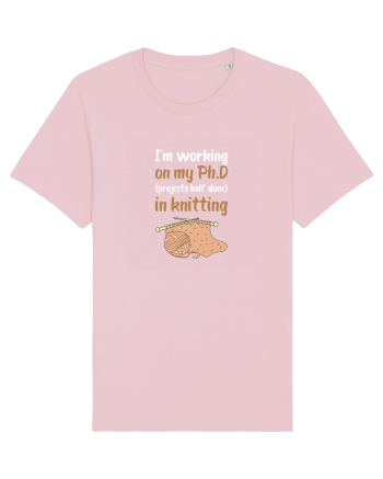 Ph.D in Knitting (doctorat în tricotat) alb Cotton Pink