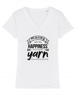 Money can buy Yarn (Banii pot cumpăra ață de tricotat) Tricou mânecă scurtă guler V Damă Evoker