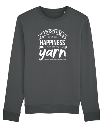 Money can buy Yarn (Banii pot cumpăra ață de tricotat) alb Anthracite