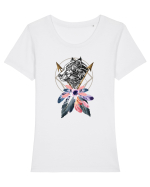 Lup cu Sageată Floral Tricou mânecă scurtă guler larg fitted Damă Expresser