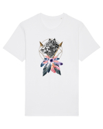 Lup cu Sageată Floral Tricou mânecă scurtă Unisex Rocker