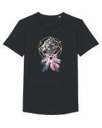 Lup cu Sageată Floral Tricou mânecă scurtă guler larg Bărbat Skater