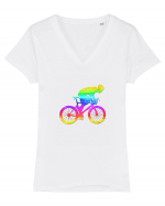 LGBT Biker Tricou mânecă scurtă guler V Damă Evoker