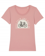 Keep Calm And Bike On Tricou mânecă scurtă guler larg fitted Damă Expresser