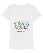 3 ceasuri rele Tricou mânecă scurtă guler V Damă Evoker