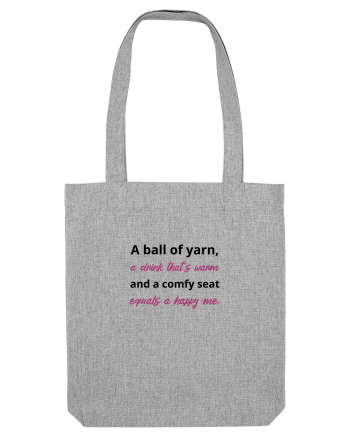 Yarn, Drink, Seat, Happy (negru si roz) Heather Grey