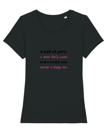 Yarn, Drink, Seat, Happy (negru si roz) Black