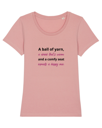 Yarn, Drink, Seat, Happy (negru si roz) Canyon Pink