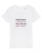 Yarn, Drink, Seat, Happy (negru si roz) Tricou mânecă scurtă  Copii Mini Creator